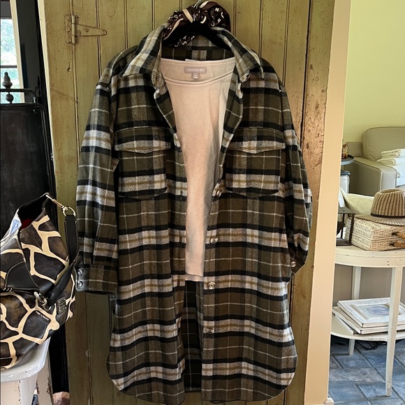 H&M Green Plaid coat - Picture 1 of 7